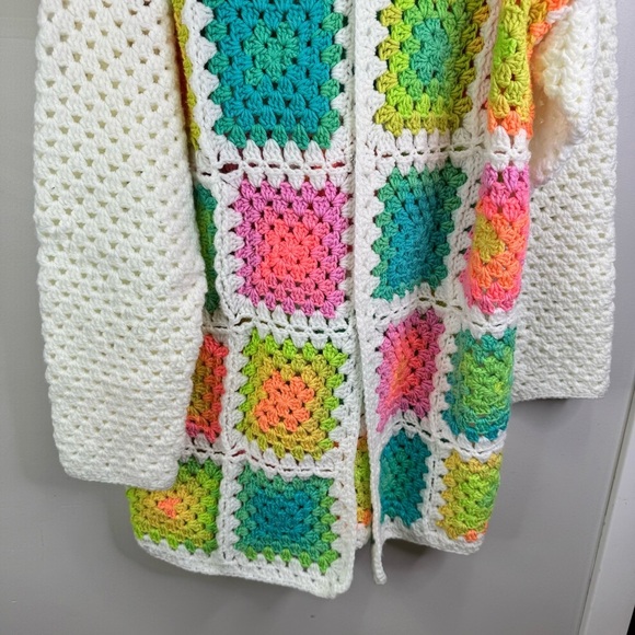 Granny Square Afghan Crochet Cardigan, Hooded Cardigan Handmade Plus Size - Picture 15 of 15